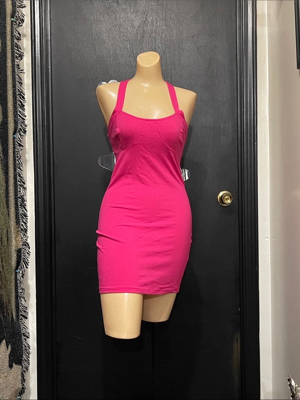 NWOT Vintage Charlotte Russe Fuchsia Halter Bodycon Mini Dress (M)